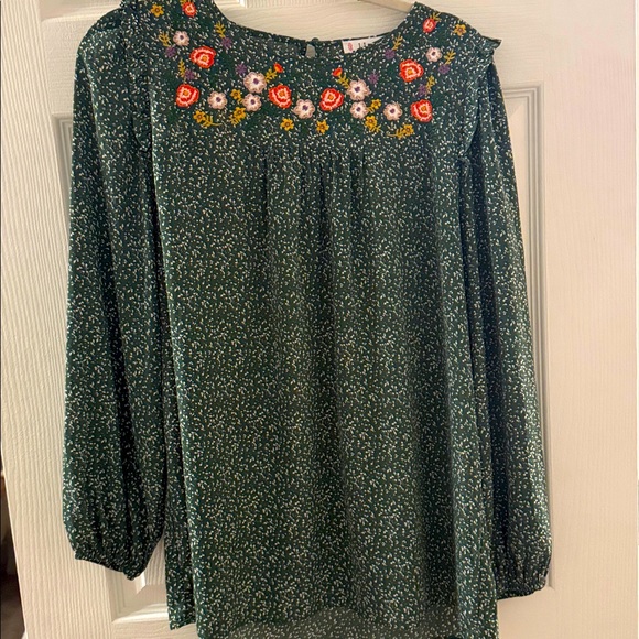 L Love Tops - L Love Green Embroidered Blouse